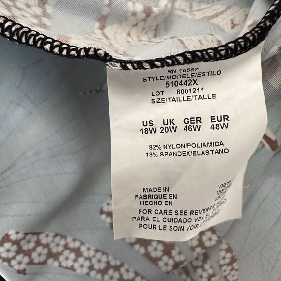 Tankini Swimsuit Black/Green Tropical Loose fitting blouson swimsuit top - Picture 4 of 4